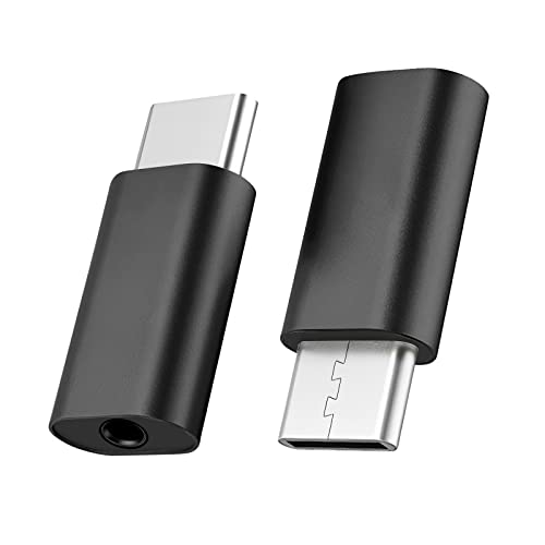 EasyULT 2 Pack Adaptador de Auriculares USB C a Conector de 3,5 mm, Adaptador Auriculares Micrófono Tipo C Compatible con Huawei, Xiaomi, Vivo (Negro)