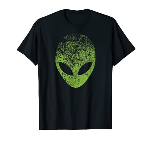 Alien Head Distressed Green Alien Face, Area 51, Roswell UFO T-Shirt