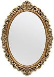 OIGUMR Oval Small Wall Mirror Mirror Vintage Hanging Mirrors for Bedroom Living-Room Dresser Decor (Gold, Frame Size：30.5 x 21.1 cm)