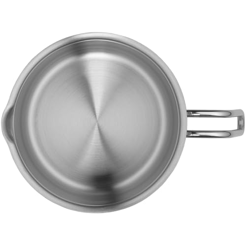 Foto von Silit Achat Milchtopf Induktion mit Glasdeckel 14 cm, hoher Kochtopf 1,7l, Edelstahl teilmattiert, Milchkopchtopf Induktion, unbeschichtet, backofengeeignet