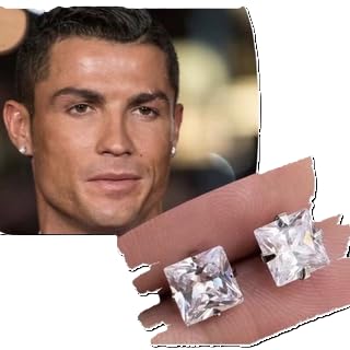 Par de Brincos Quadrados 10mm Masculinos Estilo CR7 com Zirconia Cubica Original Brilho Eterno
