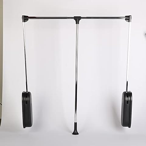 usego Pull Down Closet Rod Chrome Heavy Duty Adjustable 35-46.7 Closet Pull Down Rods Hanger for Hanging Clothes Wardrobe Lift Rail Organizer Storage System Side Mounted Expanding Tubing Cover