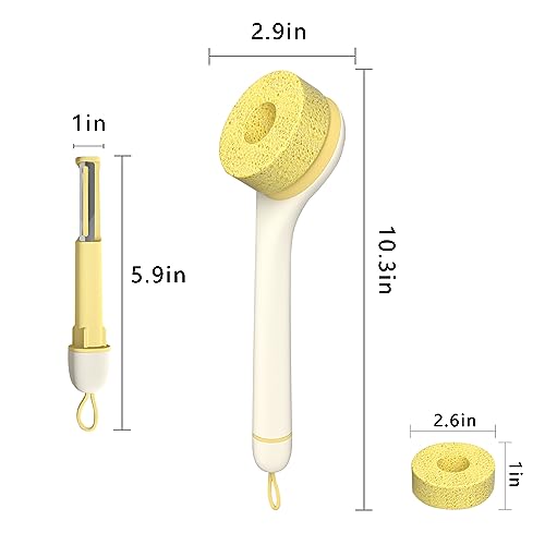 Image of Vegetable Cleaner Brush Fruit Scrubber Brush Good Grip Long Handle Food Cleaning Sponges Brush Multifunctional Kitchen Gadgets with Peeler Veggie Wash Brush 2-in-1