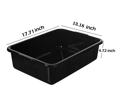 Commercial Bus Tub/Box, 13L Plastic Bus Utility Tote Storage Container Wash Basin Tote with Handles, Black, 4-Pack - Thumbnail 4