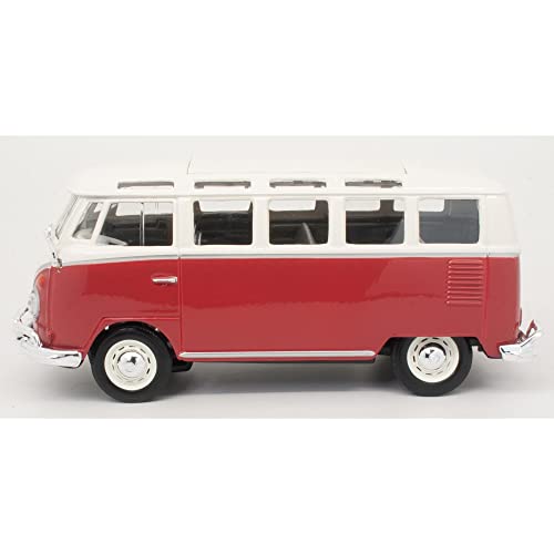 Image of Maisto Volkswagen Van 'Samba' Bus, Red & Beige -31956-1 /25 (1 /24) Scale Diecast Model Toy Car