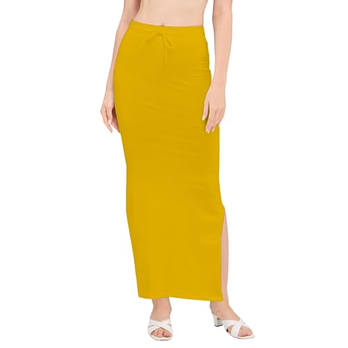 Image of DESI GIRL Cotton Lycra Stretchable Saree Shapewear Petticoat with Drawstring for Women | Fishcut Saree Petticoat with Side Slit for Easy Movement | Saree Shaper | Long inskirt