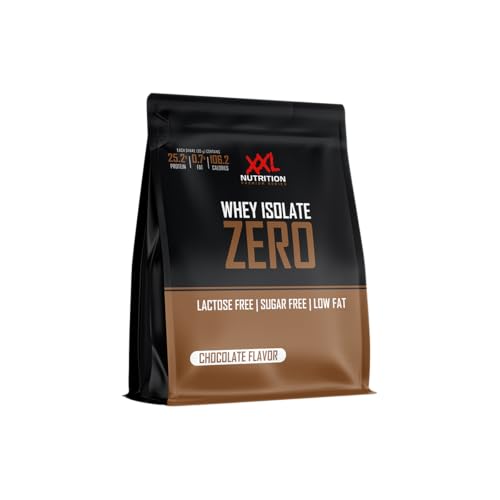 XXL Nutrition - Whey Isolate Zero - Laktosefreies Protein Pulver Isolat - 90% Eiweiss, Laktosefrei, Zuckerfrei - Chocolate - 1000 Gramm