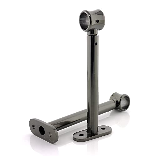 GIRASOLE HOME® Lot de 2 supports de tringle à rideaux réglables en alliage de zinc résistant pour tringles de 18 à 20 mm de diamètre (longueur 165 mm, nickel noir) Cover