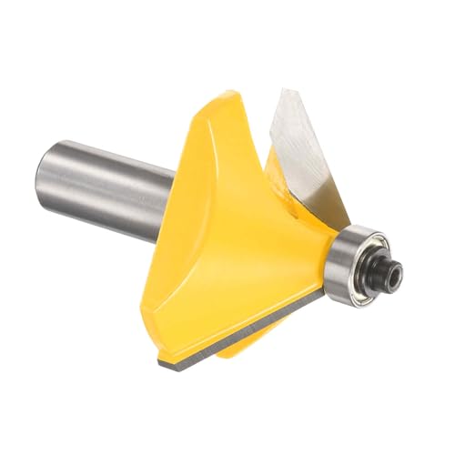 Image of HARFINGTON 45 Degree Chamfer Router Bit 1 /2 Inch Shank 1 /2 inch Cutting Edge Carbide Tip with Bearing for Woodworking Milling Cutter Tool, Yellow
