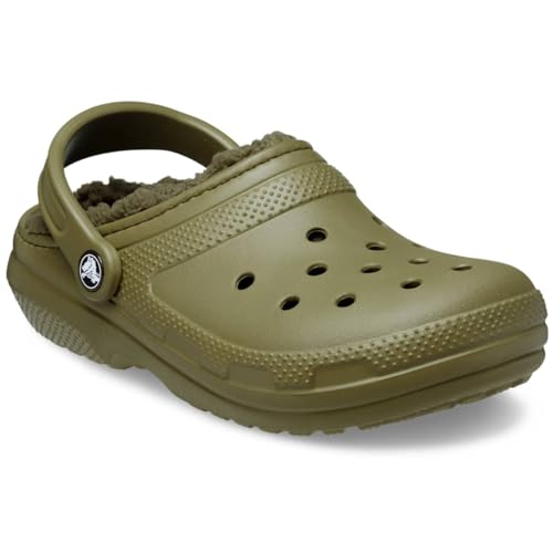 Image of Crocs Unisex Men's and Women's Classic Lined Clog | Fuzzy Slippers, Aloe, 2 Men /4 Women