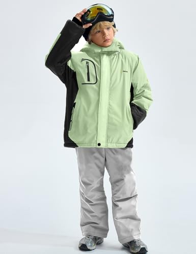 GEMYSE Boy's Waterproof Ski Snow Jacket Fleece Windproof Winter Jacket with Hood4