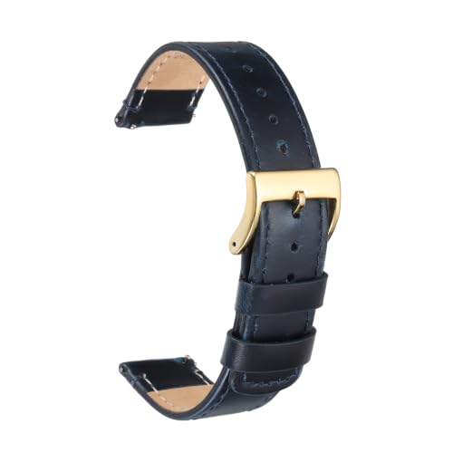 Correa de reloj de cuero azul oscuro para sustituir pasadores desgastados de forma rápida