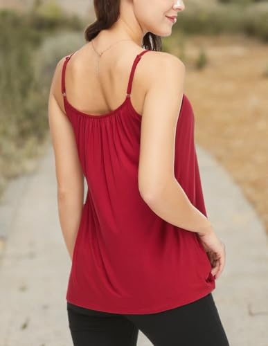 Image of Camisoles for Women with Built in Bra Adjustable Strap Tank Tops Cami Sleeveless Summer Tops for Workout Sleeping Traveling