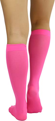 Image of ToBeInStyle Women's Opaque Knee High Nylon Fashion Socks Solid & w /Front Satin Bow