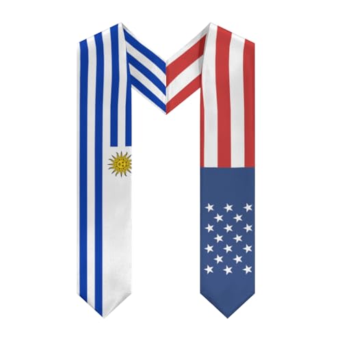 America Uruguay Uruguayan Flag Graduation Stole Sash Shawl for Men Women Thickened V-Neck Scarf Double-sided for International Students Teachers Study Aboard Graduate Gift 72 inches Unisex