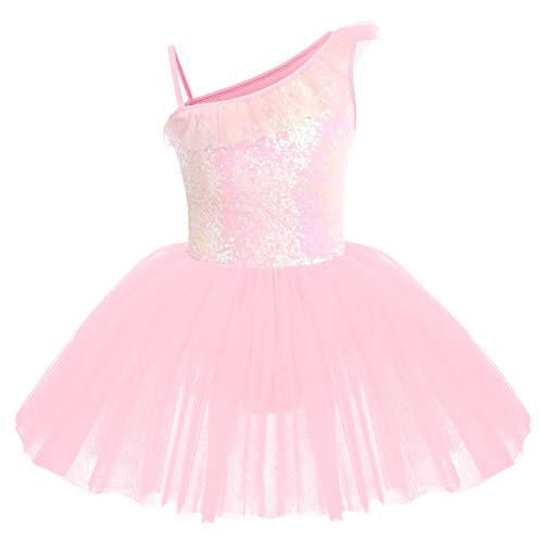 Robe de danse à paillettes fille rose pour spectacle de ballerine et gala de fin d'année