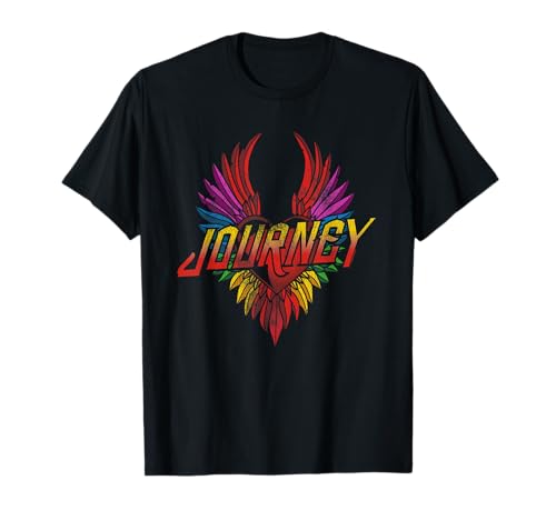 Journey Colorful Rainbow Winged Heart Vintage Band Camiseta