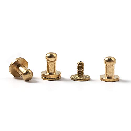 Wuta Solid Brass Round Head Screw Studs Brass Button Nail Rivet Chicago Leathercraft Accessories 20Pcs/Pack,7Mmx4Mm Brass #TOP12