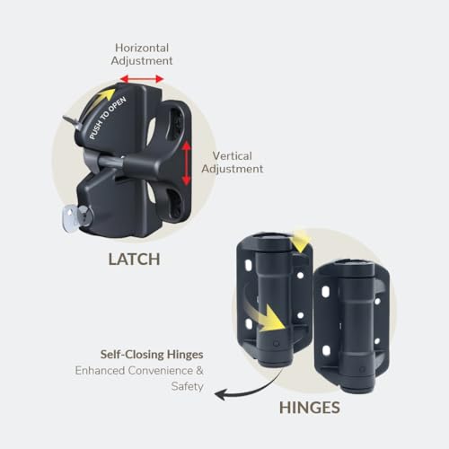 Gate Kit (3/4" pickets, White) - Lightweight Aluminum gate Package for Outdoor Patio, Deck and Garden use. Custom Size Build for DIY (48" max Opening). Hinges/Latch Included.