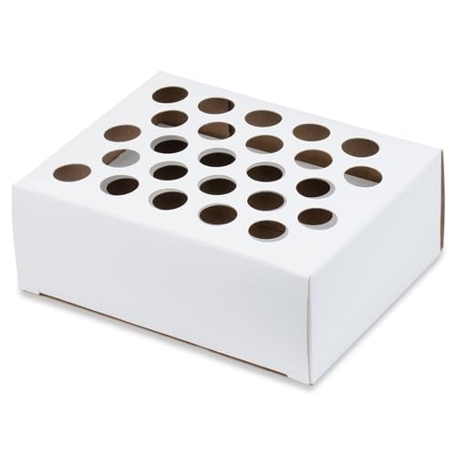 25 Place, 16mm Coated Cardboard Test Tube Rack, White, Karter Scientific 116F2 (Case 50)