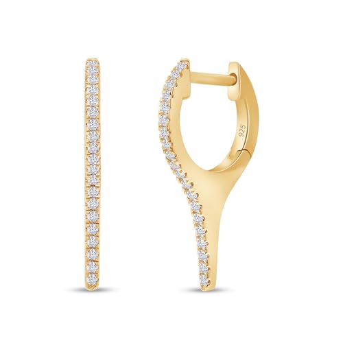 Dagger Huggie Hoop Earrings, Moissanite Diamond And Cubic Zirconia Dangle Drop Earrings For Women In 14k Gold Over Sterling Silver Jewelry Gifts For Her