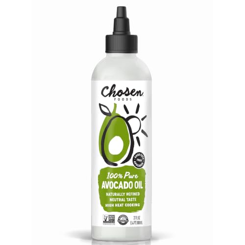 Chosen Foods Avocado Oil, 27 Fl Oz Squeeze - All Purpose Cooking Oil made from 100% Pure Avocados - Non-GMO, Gluten-Free, Keto Friendly, Glyphosate Free - 800mL (Pack Of 1)