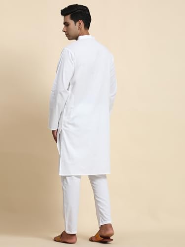 Image of Amazon Brand - Anarva Men's Pure Cotton Solid Kurta Pajama Set Mandarin Collar Casual Yoga Dress