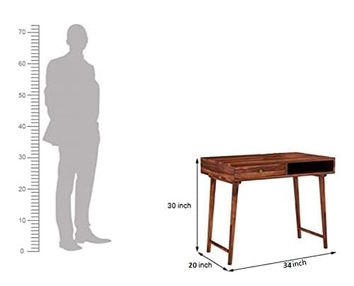 Image of Sheesham Wood Reading Writing Study Table Laptop Computer Workstation Desk for Home Office Students with Drawer Storage Desktop Counter Table (Brown Finish)