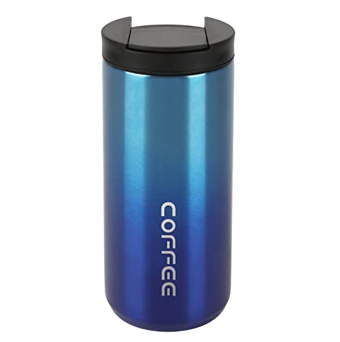 Wulisan Taza de viaje para café caliente, taza de café aislada al vacío con tapa de rosca a prueba de fugas, taza de café que mantiene el calor o el frío para bebidas de café o té, 13.5 onzas (azul)