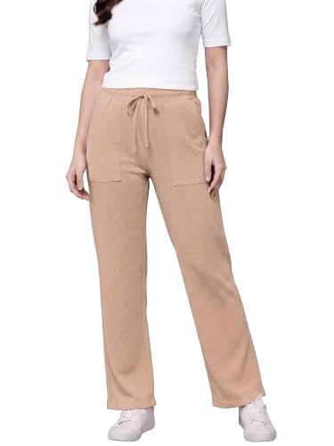 Image of Mehrang Women's Wide-Leg Side Pocket Trouser|Palazzo Pants|High Waist Trousers with Drawstring|Lightweight Casual & Travel Wear|Women Trousers Pants | Trousers Flared Korean Style