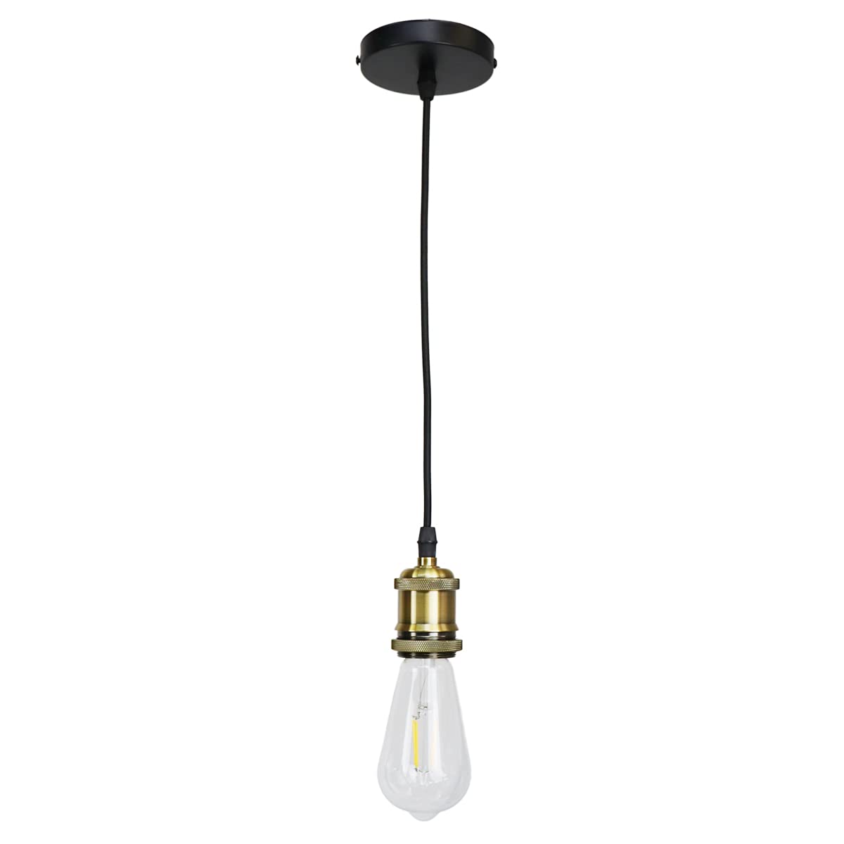 Hudi Fyier E27 Vintage Retro Pendant Light Chandelier Antique Edison Lamp Base 110-250V Copper Socket Adapter (Gold Bronze)
