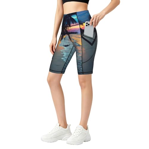 Short de cyclisme pour femme leggings de gym courts imprimé exotique pour sport et yoga