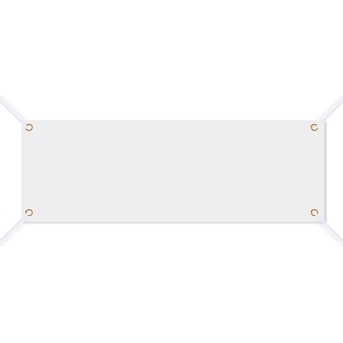 Large Blank Banners Sign 2 x 6 Feet Polyester Oxford Cloth White Sublimation Banner to Decorate with Hanging Rope for Outdoor Indoor Wall DIY Painting Writing Business Office Party Decorations