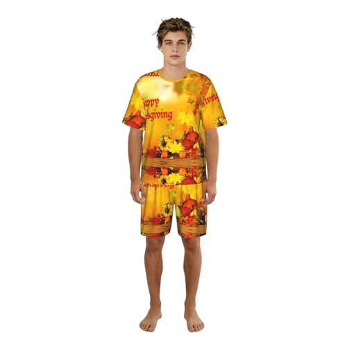 Pyjama d'été homme Happy Thanksgiving pour vos moments de détente à la maison