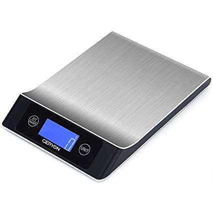 BLAPOXE Electronic Kitchen Scale (33 lb/15kg Capacity), Multifunction Accurate Food Weighing Scale Stainless Steel Large Capacity Kitchen Scale for Baking & Cooking, Tare Function