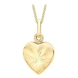 CARISSIMA Women's 9ct Yellow Gold Patterned Heart Locket Pendant on Curb Chain Necklace of 46cm/18
