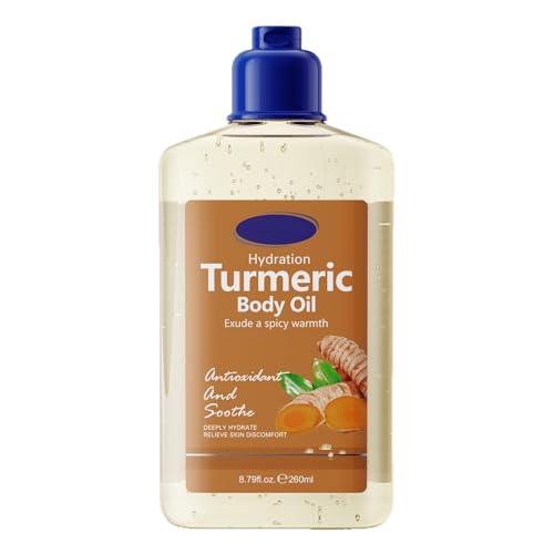 Aceite corporal de cúrcuma, aceite corporal nutritivo, aceite nutritivo para la mejora diaria de la piel después de la ducha, aceite de masaje corporal completo para pieles sensibles y secas, aceite