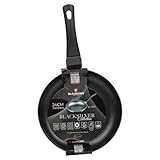 BLAUMANN Pentole per friggitura, padella, casseruola, casseruola, coperchio con manico morbido al tatto (nero opaco, padella da 24 cm, 1,6 l)