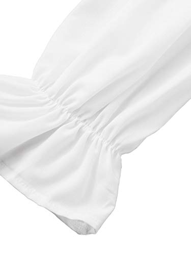 LYANER Women's Off Shoulder Ruffle Trim Puff Long Sleeve Tube Crop Blouse Shirt Top3