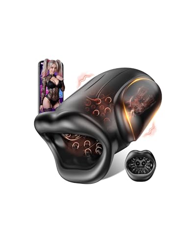 4 IN 1 Mundförmig Masturbieren für Männer, Weich Masturbator Oralsex Eichel Stimulator, Elektrischer Sex Spielzeug für die Männer Solo Leise Taschenmuschi Penis Vibrator mit 10 Vibrations & APP
