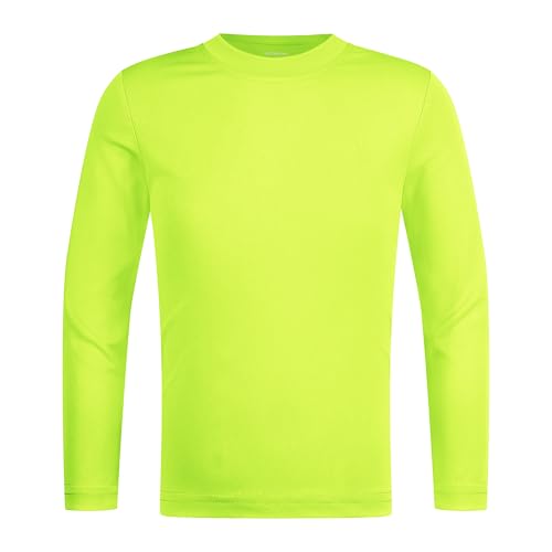 Image of LETAOTAO UPF 50+ Boys Neon Rash Guard Long Sleeve Swim Shirt | 4T to Youth,Boys & Girls Sun Shirt, Sun Protection Shirt,Quick Dry, Moisture-Wicking Fabric, Fishing Shirt