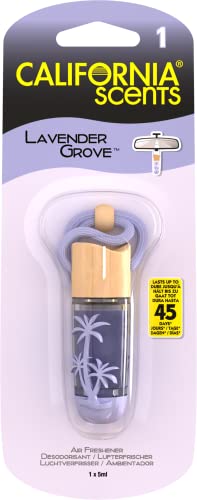 California Scents Ambientador de Coche en Botella Colgante - Fragancia Duradera de Lavanda (Hasta 45 Días) - Fácil de Colgar y Disfrutar de Aromas Atrevidos y Relajantes, 1 Unidad