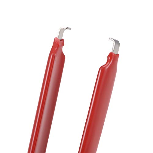 Image of uxcell IC Puller Chip Extractor Stainless Steel with Insulated Vinyl Grip Red 2 Pack