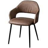 タンスのゲン ダイニングチェア 単品 肘付き クッション座面 エイジング加工 食卓椅子 ダイニング チェアー シンプル モダン レザー調 オールドブラウン 83200001(85113)