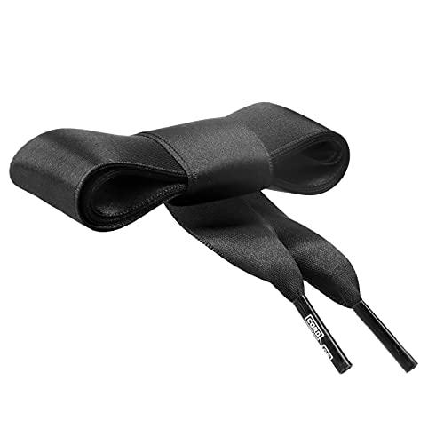 CORD ON - Cordones de cinta satén para zapatillas Espadrille. Ancho 25 mm - 1 par (Negro, 90 cm)