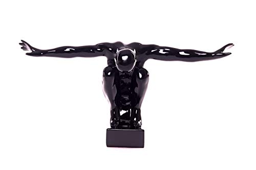 DECO GEMME athlète Homme en polynésienne Noir,Statue Homme Noir,Sculpture décorative - Décor élégant, Décoration Moderne Statue déco athlète Homme en polynésienne Noir, Longeur 41 cm