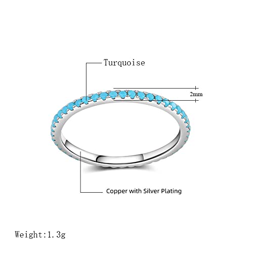 Dtja Turquoise Stackable Ring For Women Girls Boho Blue Stone Stacking Statement Knuckle Band Rings Comfort Fit Simple Retro Wedding Promise Christmas Birthday Jewelry Gift thumb #5