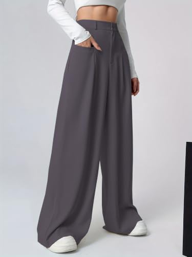 Image of GRECIILOOKS Trousers for Woman | Womens High Rise High Waist Flared Korean Style | Formal Pant for Women Office Wear| Track Pants for Womans Elegant for College & Events (Available in Plus Size)