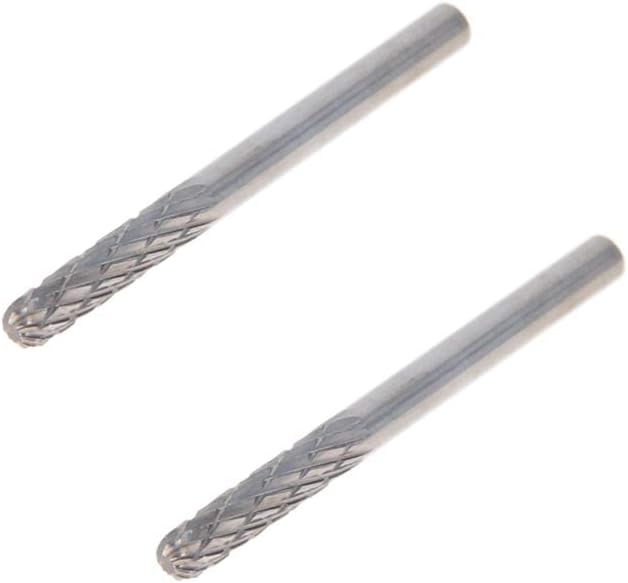 Auniwaig Rotary Files, 3mm Dia,Double Pattern Tungsten Steel Alloy 1/8" Shank Top Toothed Cut Cylindrical Shape Rotary Burrs Tool for Die Grinder Drill Bit Wood Soft Metal Carving Polishing 2PCS