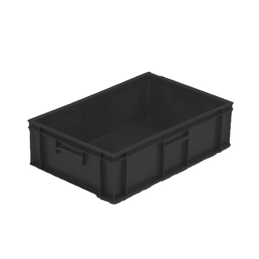 10x 34 Litre Euro Stacking Container (600x400x175mm) (Black)